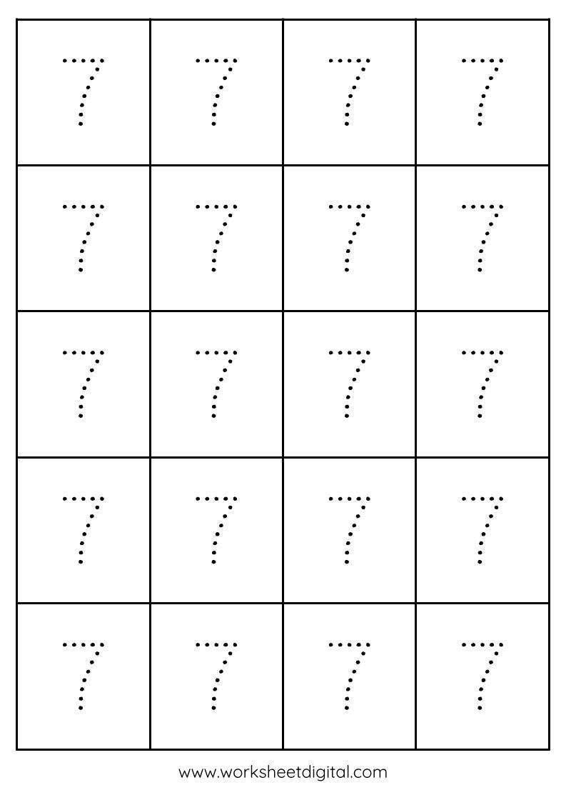 number 7 tracing worksheets
