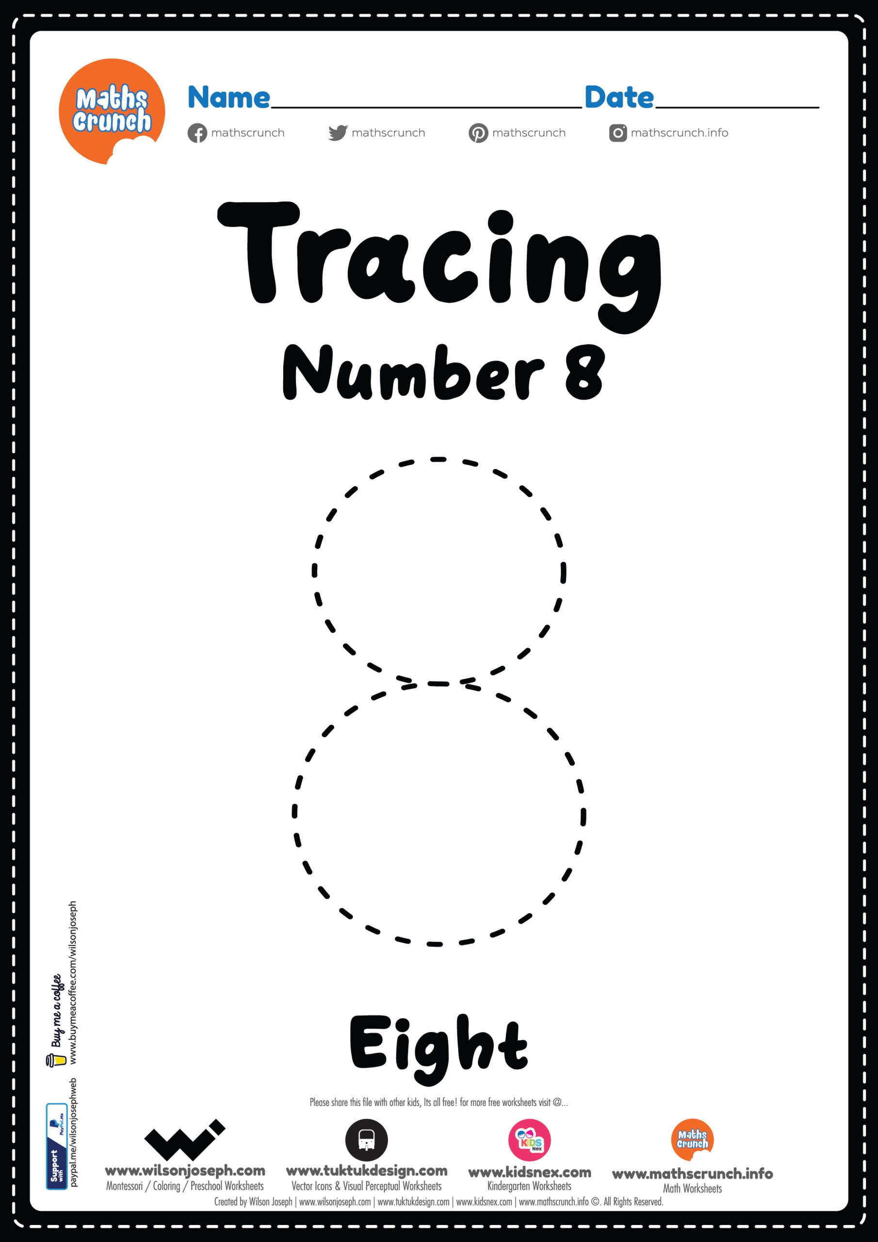 Number 8 Tracing Worksheet