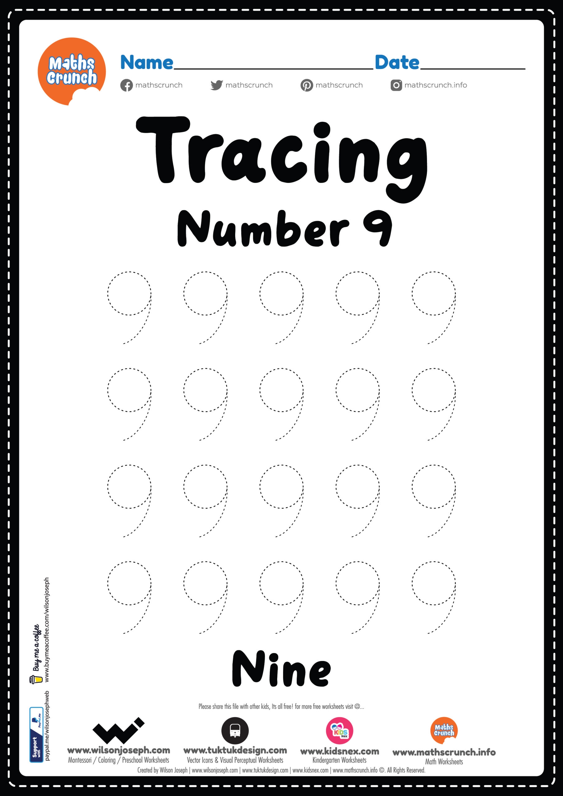 number 9 worksheet preschool