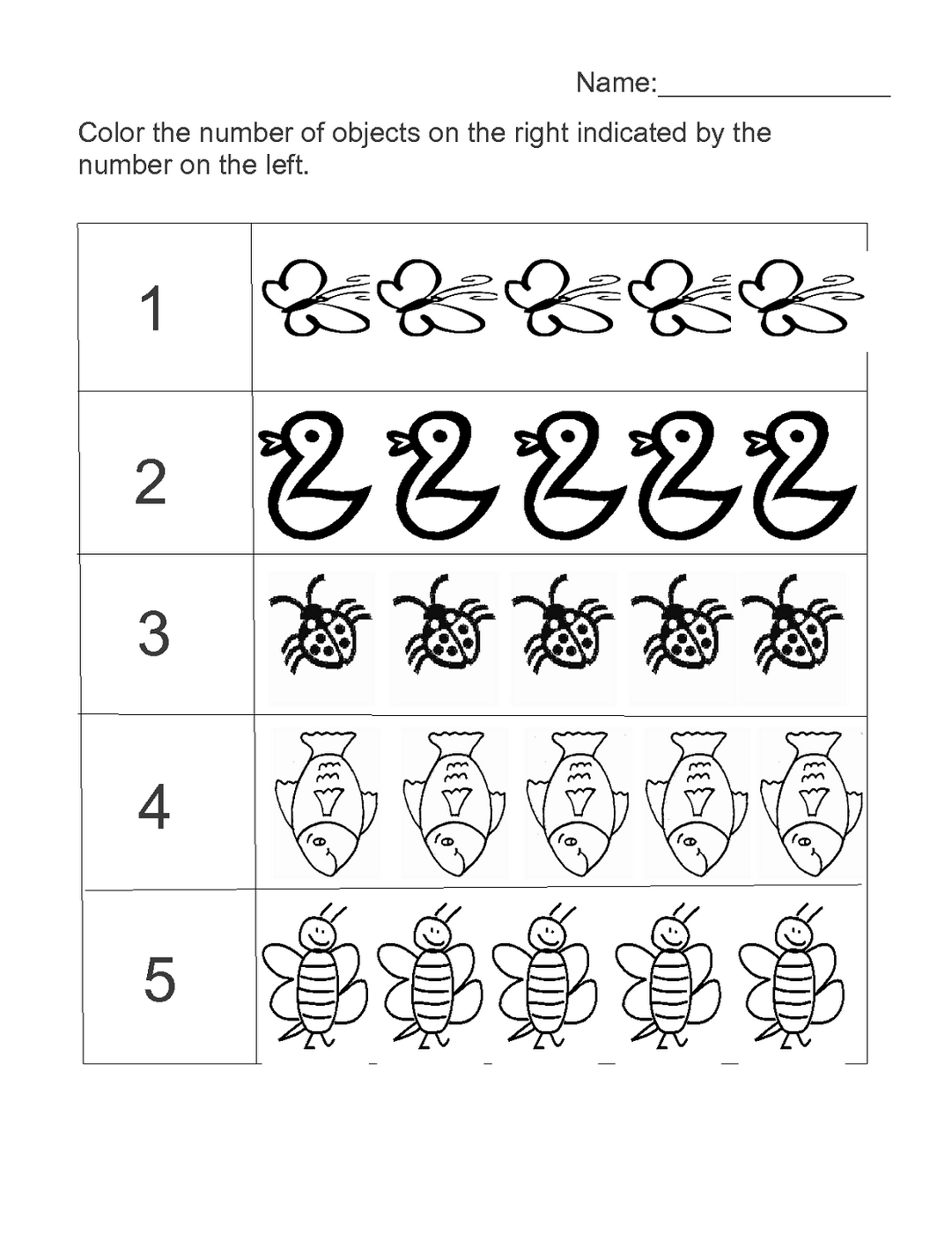 numbers 1 to 5 worksheets