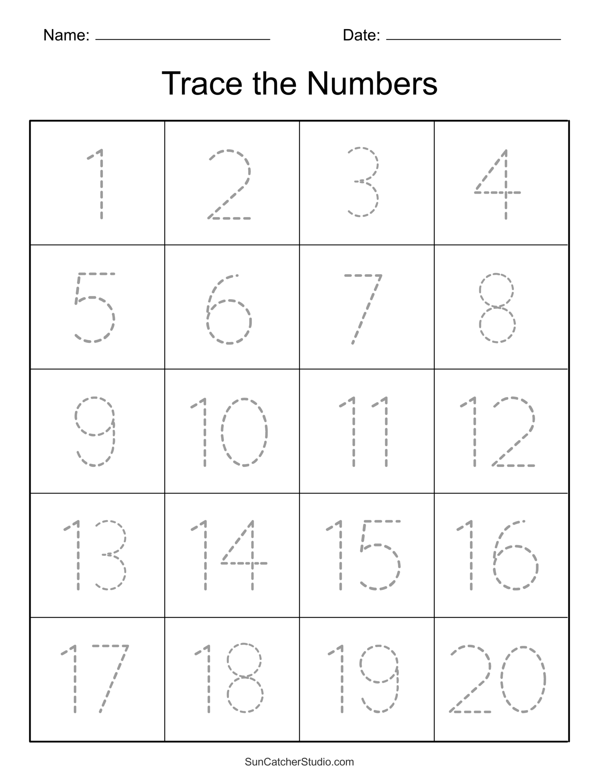 Printable Number Tracing Worksheets