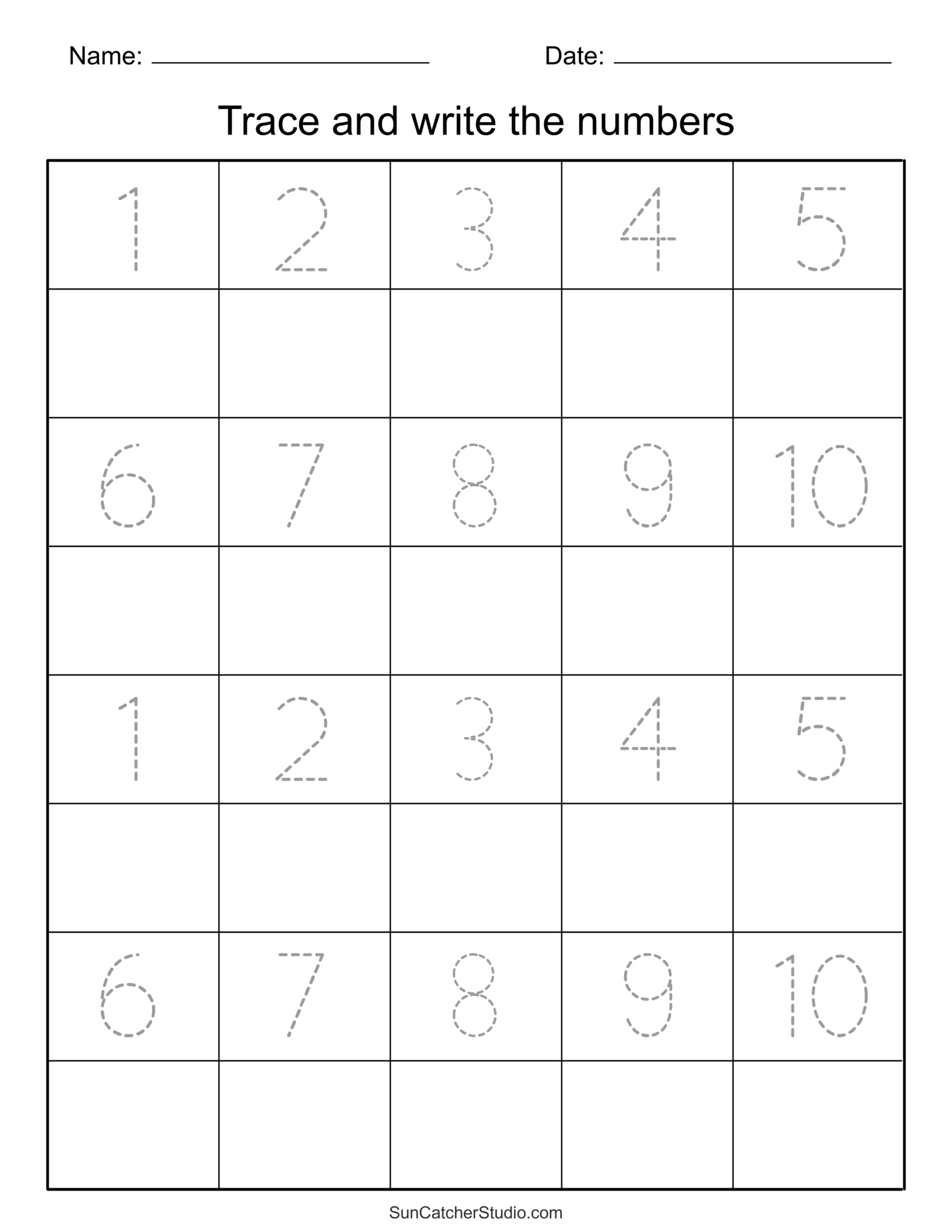 tracing numbers worksheets for kindergarten