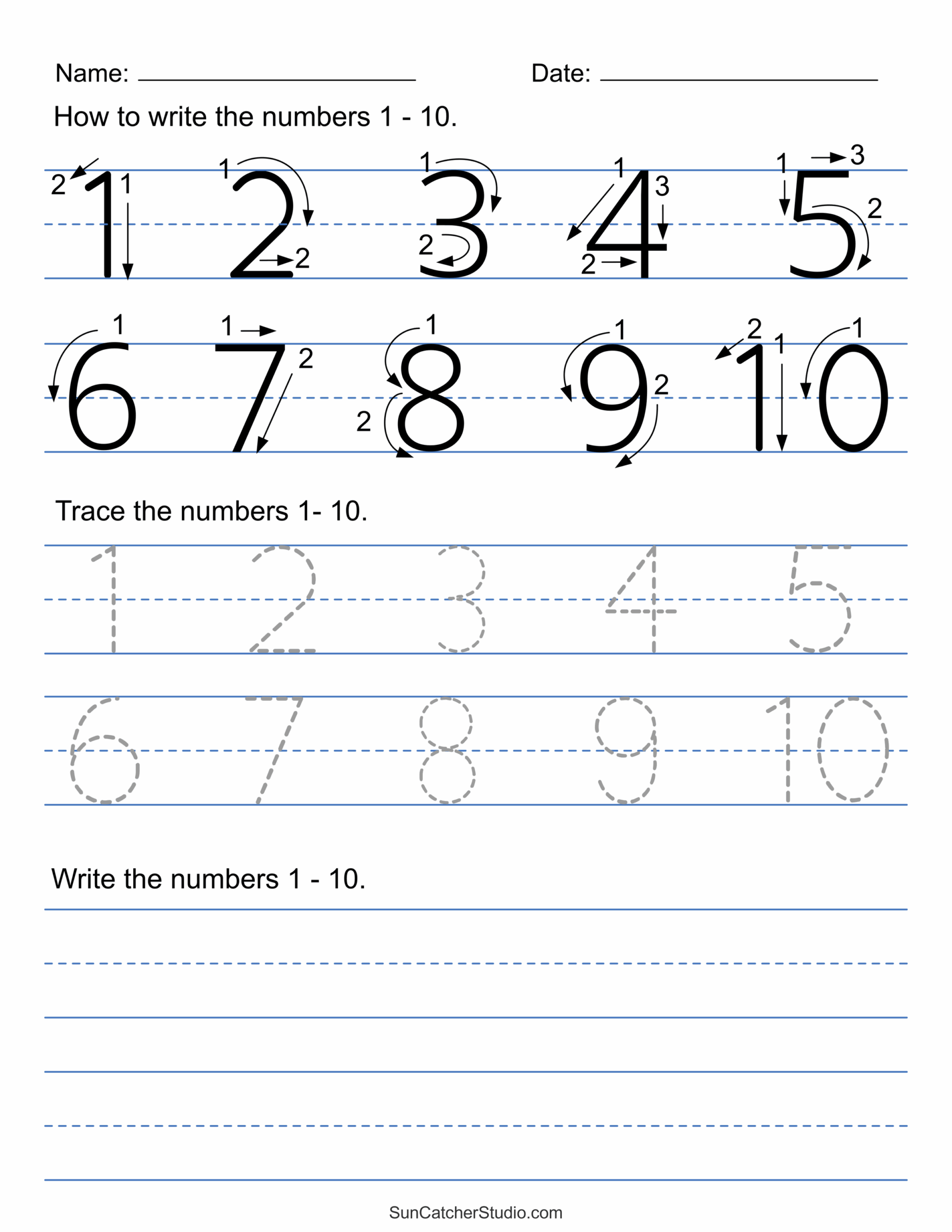 Tracing Numbers Free Printable Practice PDF Worksheets Free Printables Monograms Design Tools Patterns DIY Projects