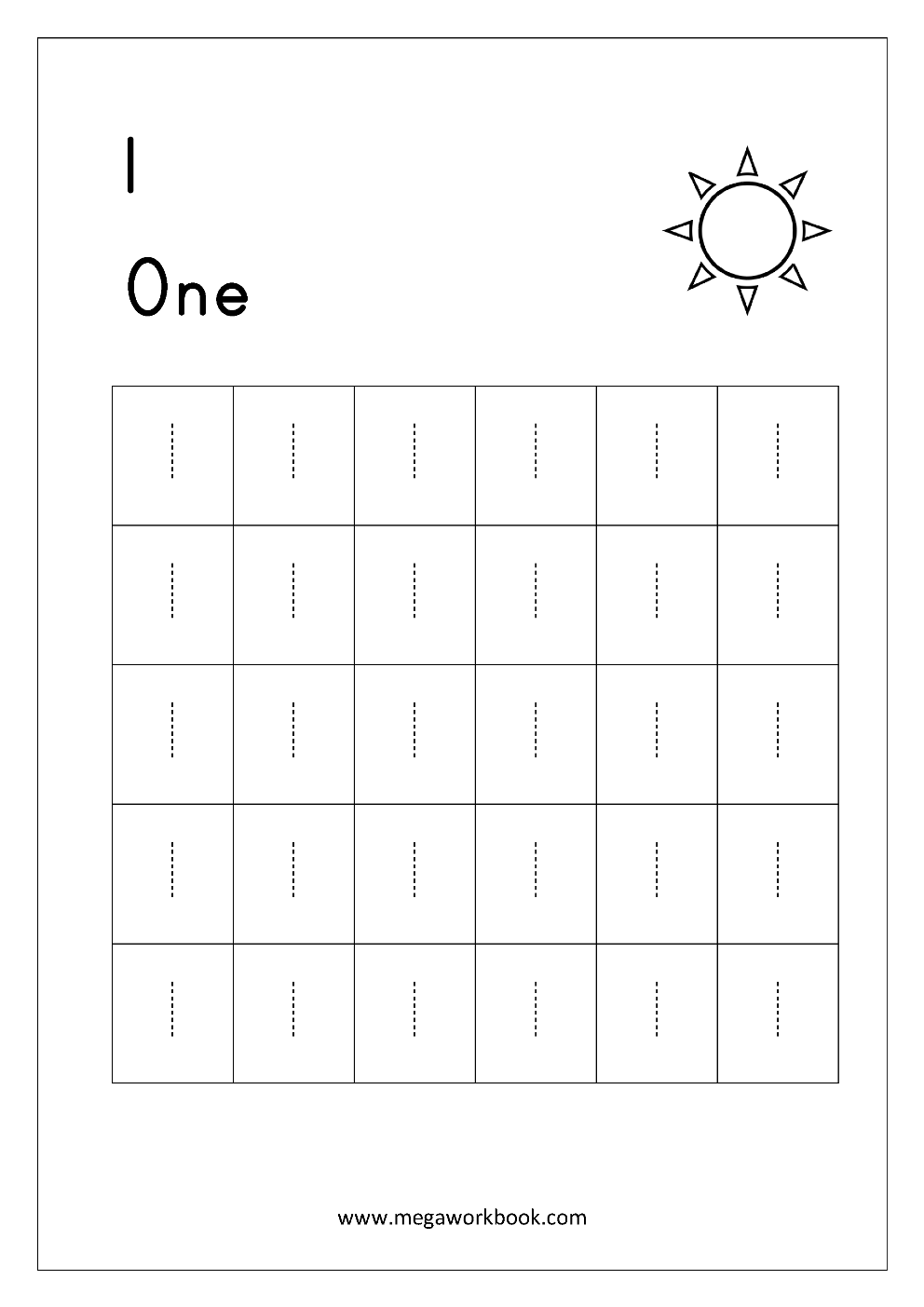 number 1 tracing worksheet