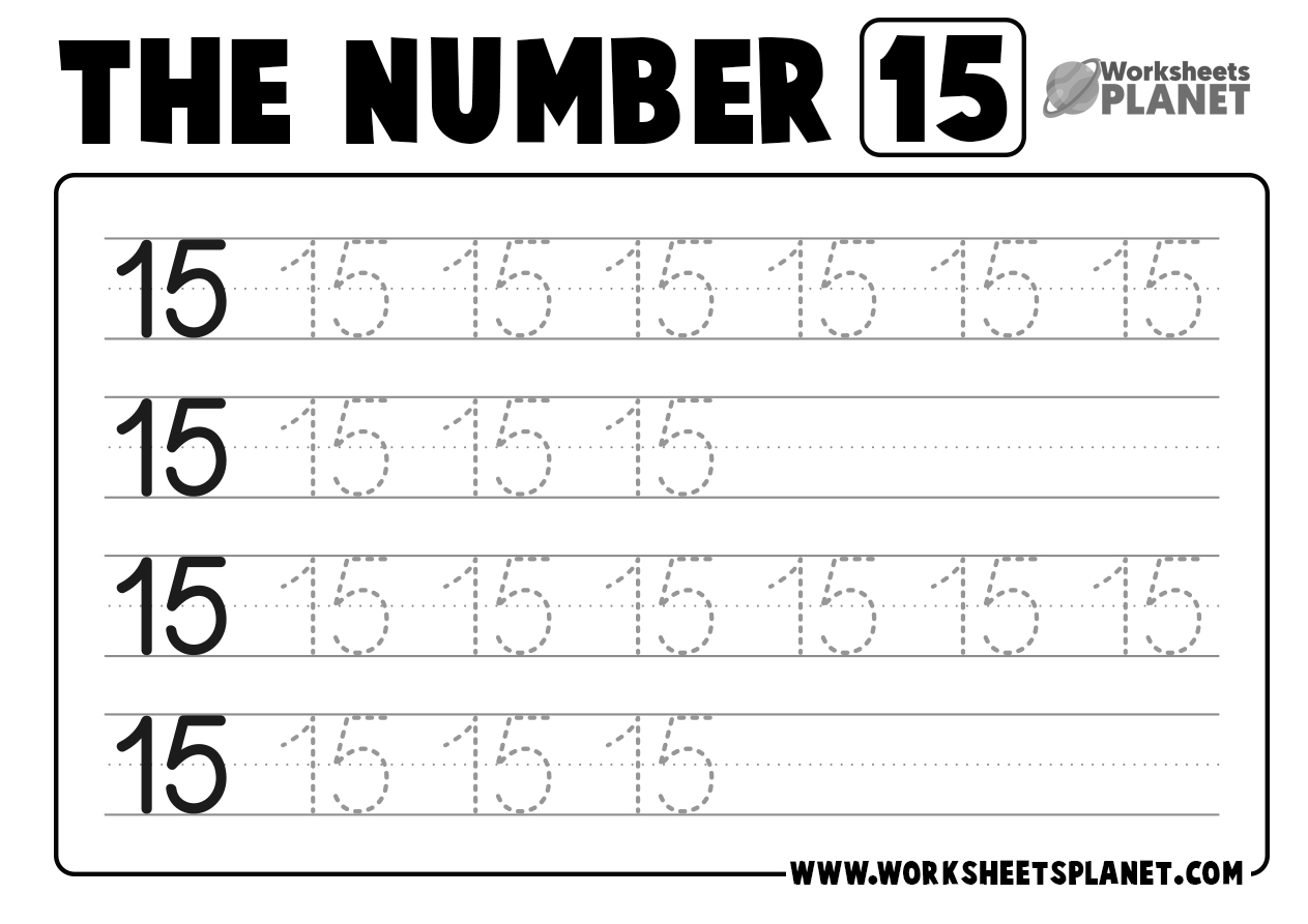preschool number 15 worksheet