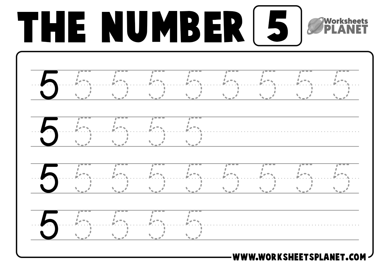number 5 trace worksheet