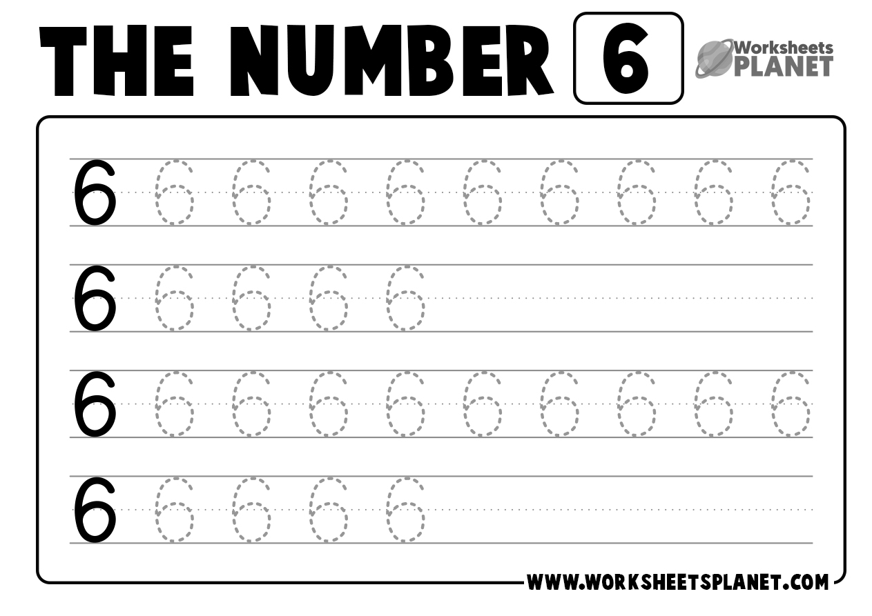 number 6 tracing worksheets