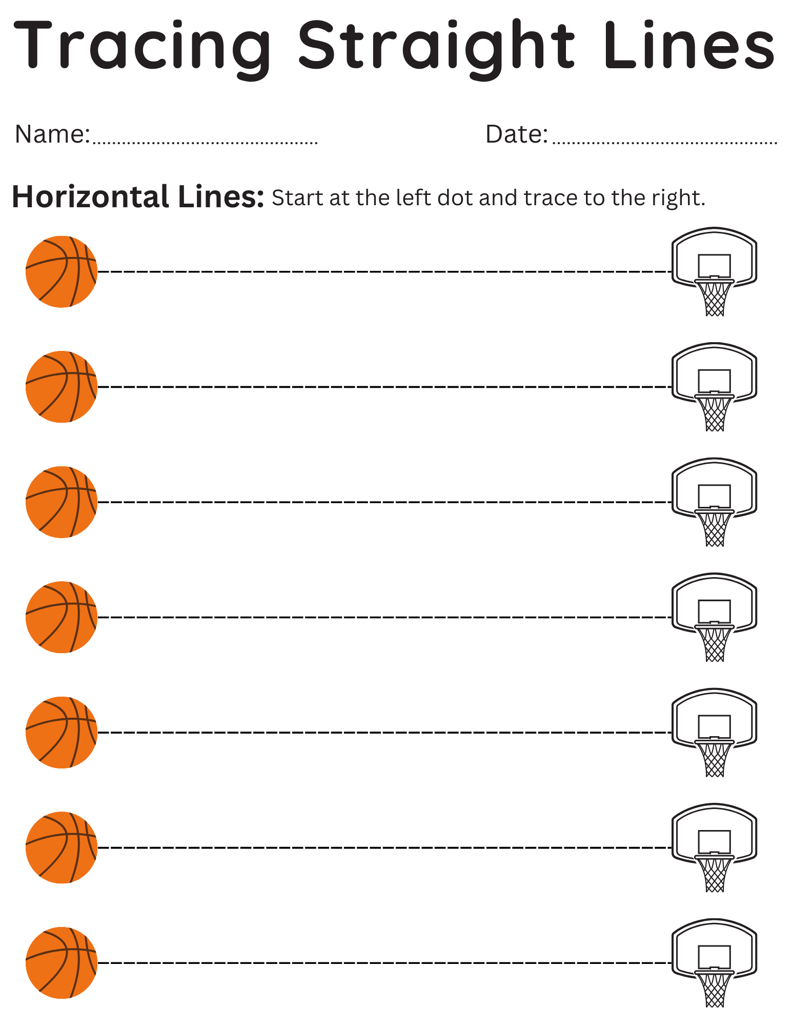 Horizontal Line Tracing Worksheets