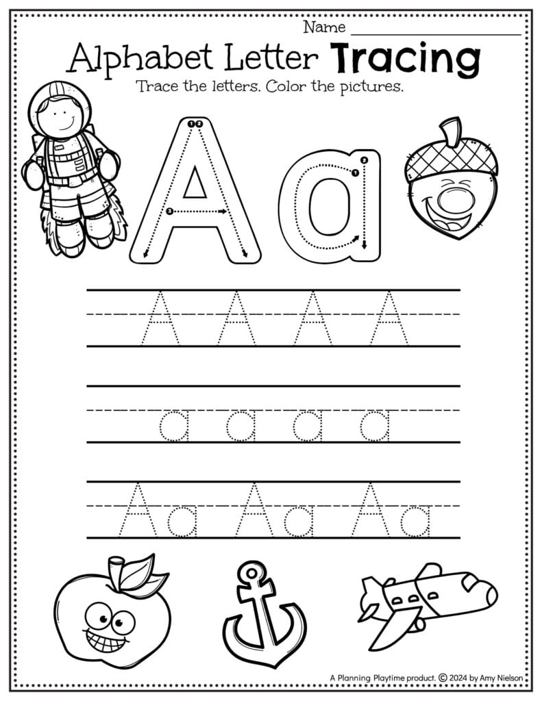 letter tracing sheets kindergarten