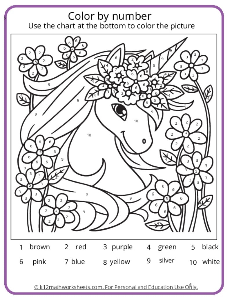 Colour By Number Worksheets For Kindergarten