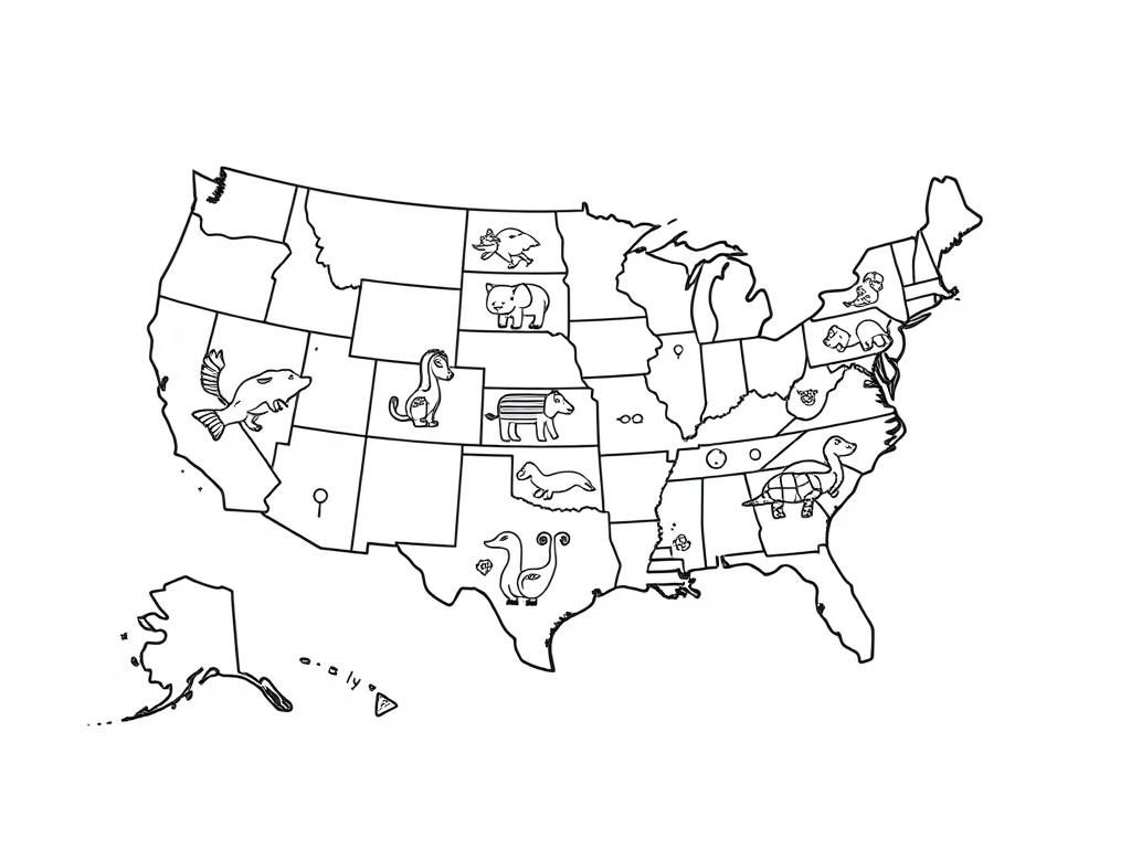 coloring map of the united states of america