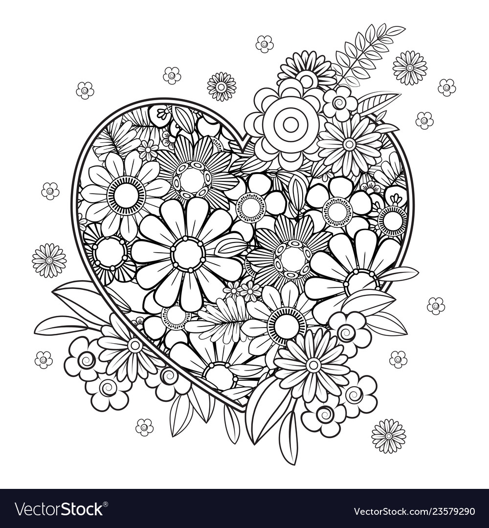 Valentines Day Coloring Page Royalty Free Vector Image