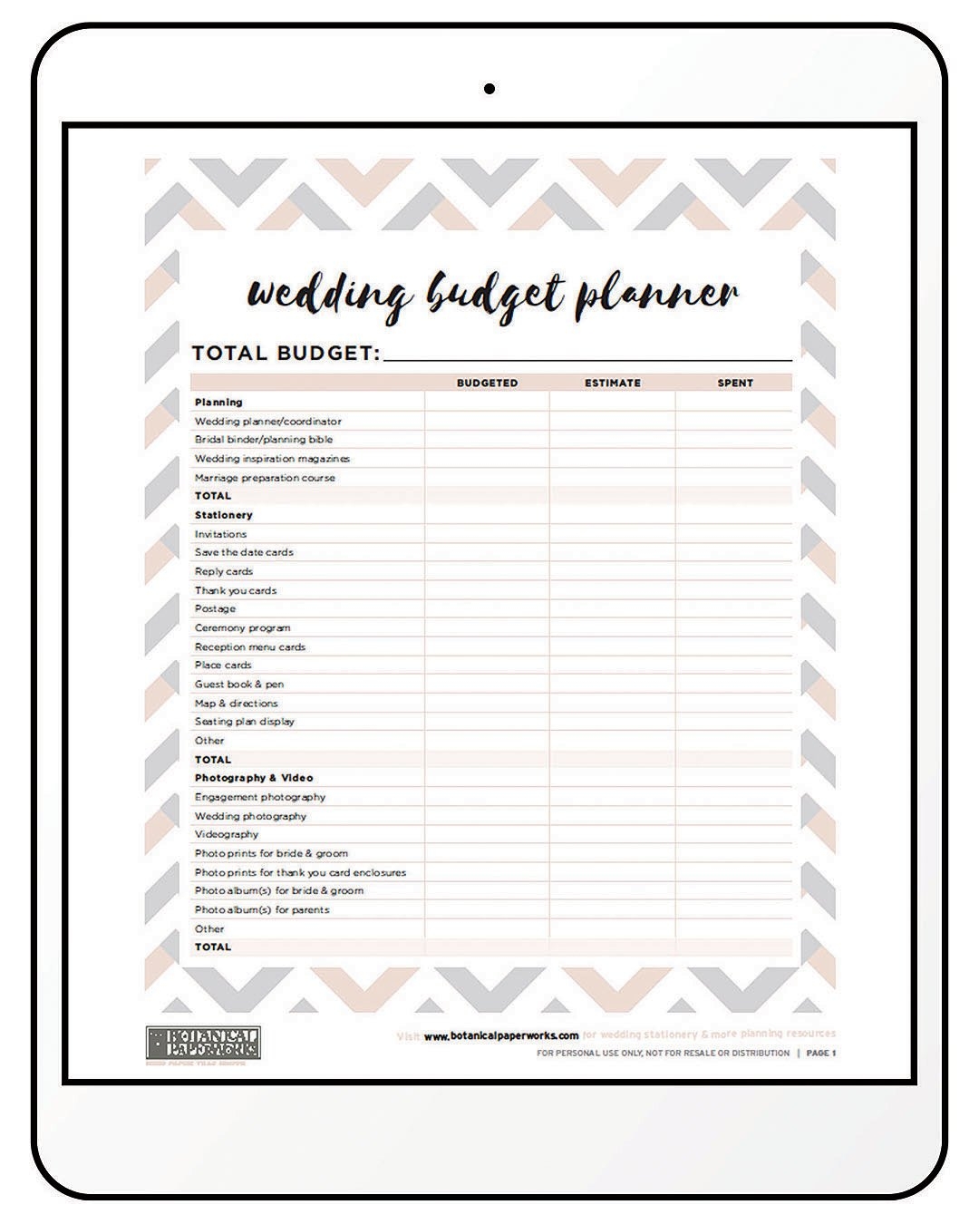 free wedding planner printables