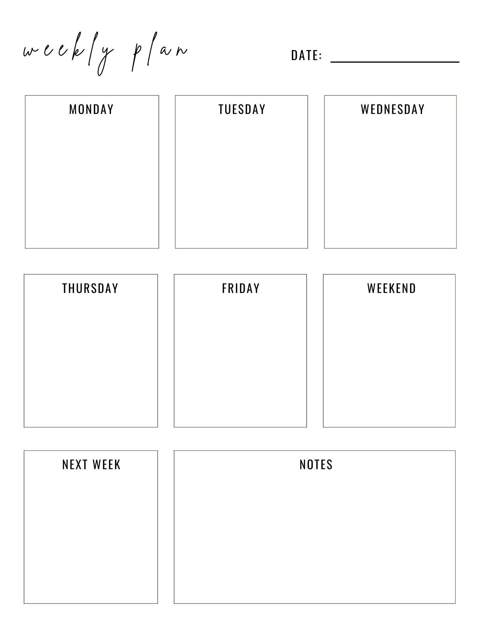 weekly planner template print