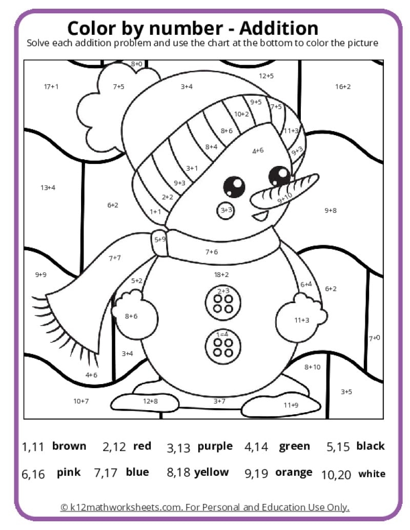 Color By Code Worksheets Free