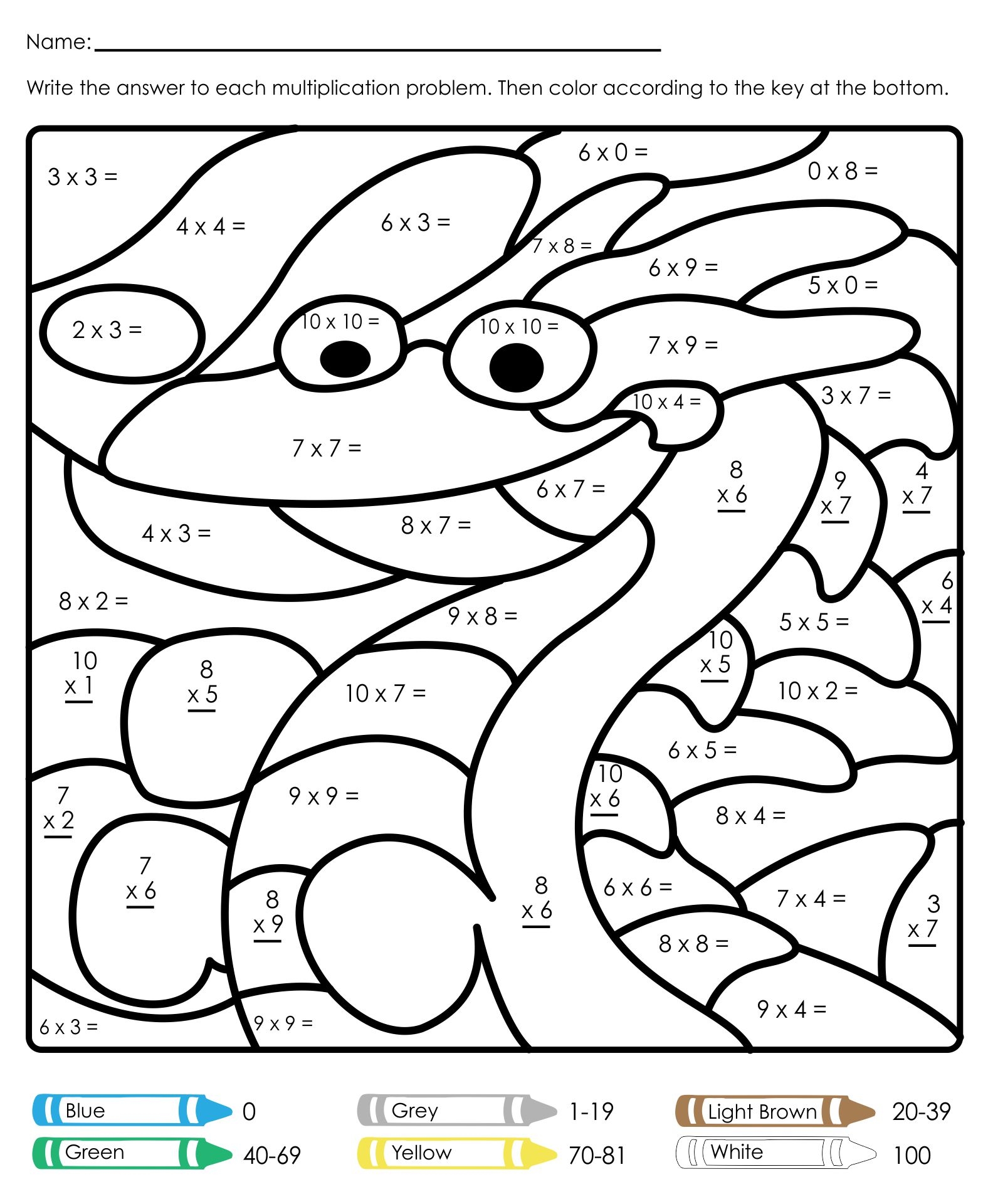 WINTER Multiplication Color By Number Activities FREE By Glitter Worksheets Library