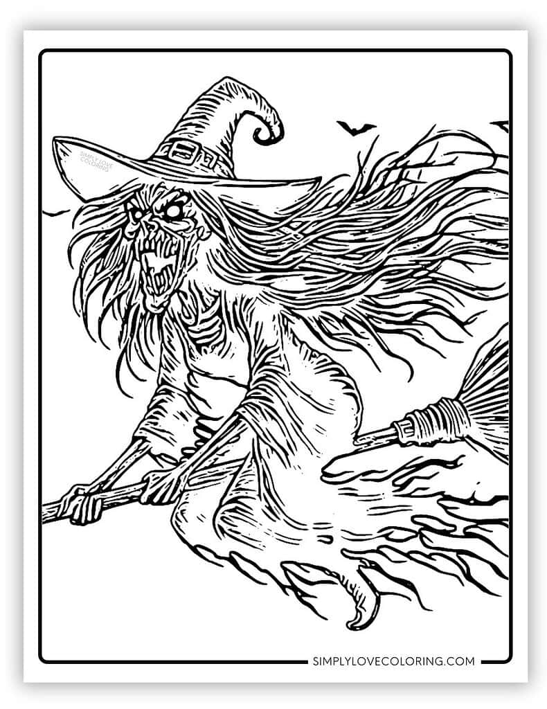 Witch Coloring Pages Free PDF Printables Simply Love Coloring
