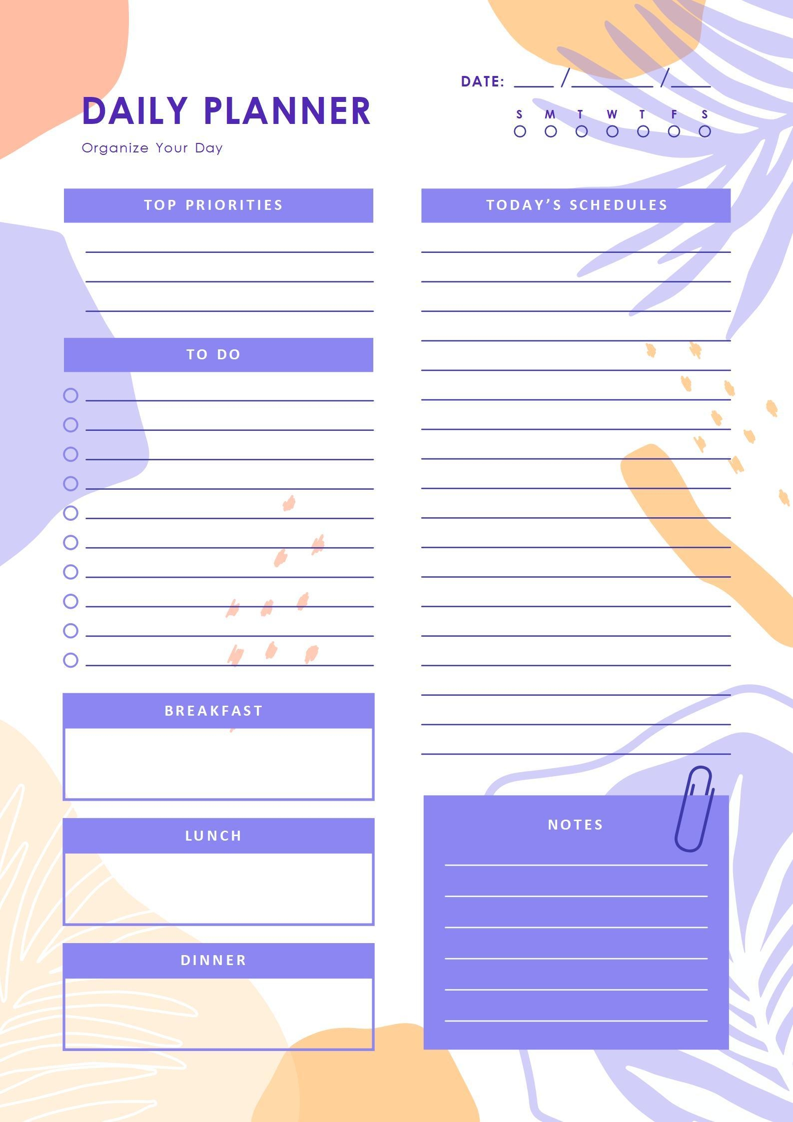 WORD Of Violet Daily Planner docx WPS Free Templates