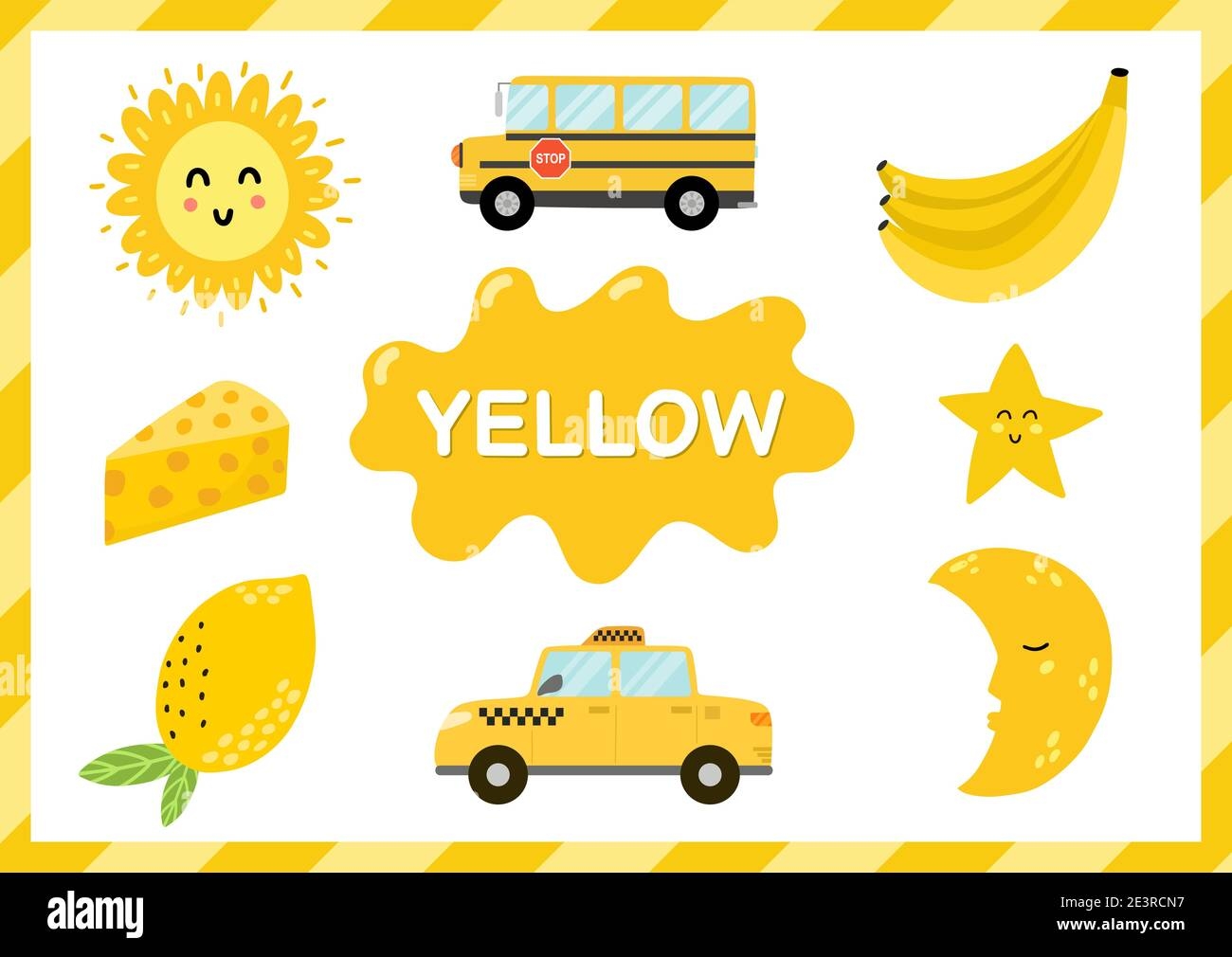 Yellow Educational Worksheet For Kids Learning The Color Yellow Set Stock Vector Image Art Alamy