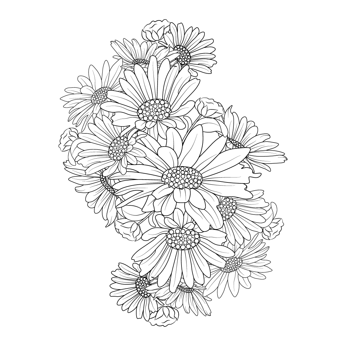 Zentangle Tattoo Design With Daisy Flowers Relaxation Flower Coloring Pages For Adults MasterBundles