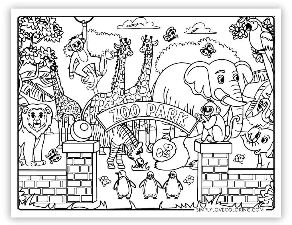 Zoo Coloring Pages Free PDF Printables Simply Love Coloring